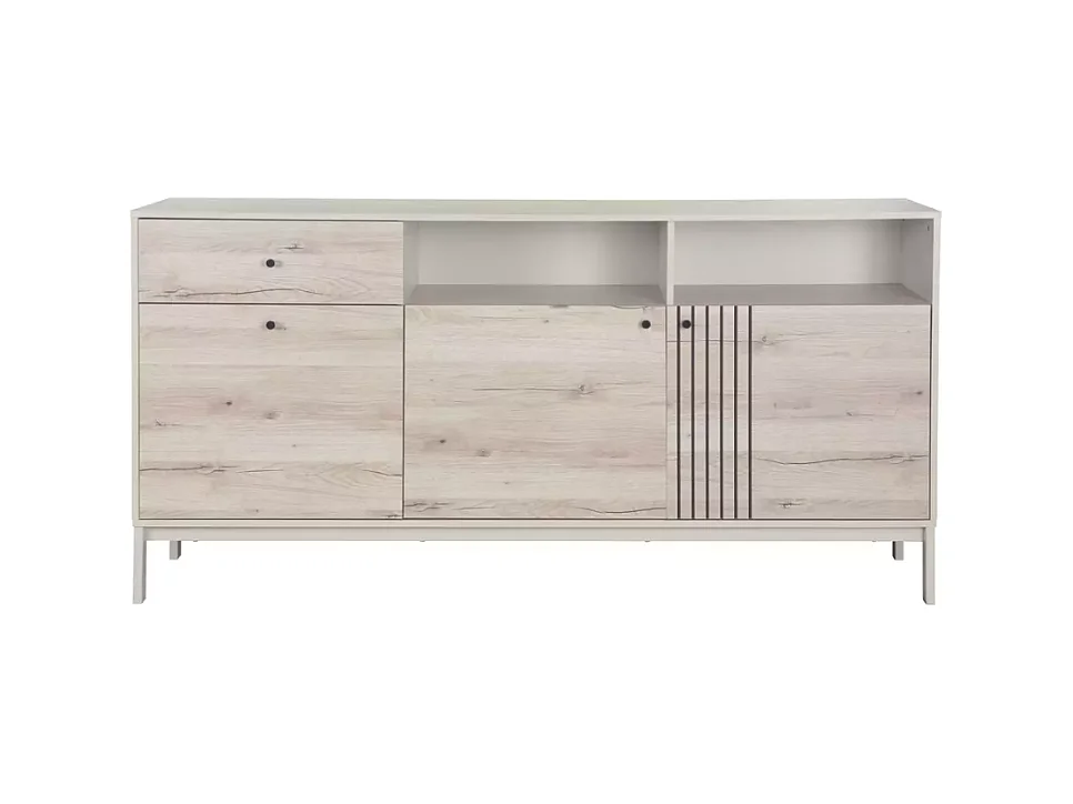 Buffet 3 portes chêne alpin et blanc cassé – Collection FARGOLE