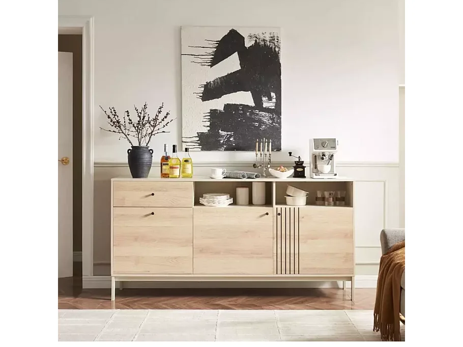 Buffet 3 portes chêne alpin et blanc cassé – Collection FARGOLE