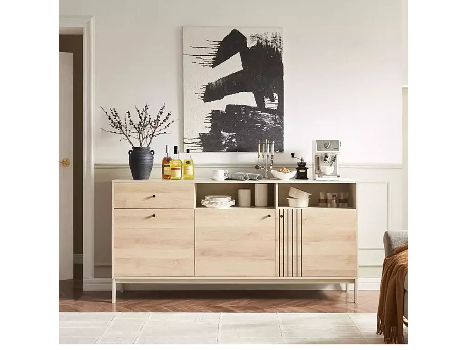 Buffet 3 portes chêne alpin et blanc cassé – Collection FARGOLE