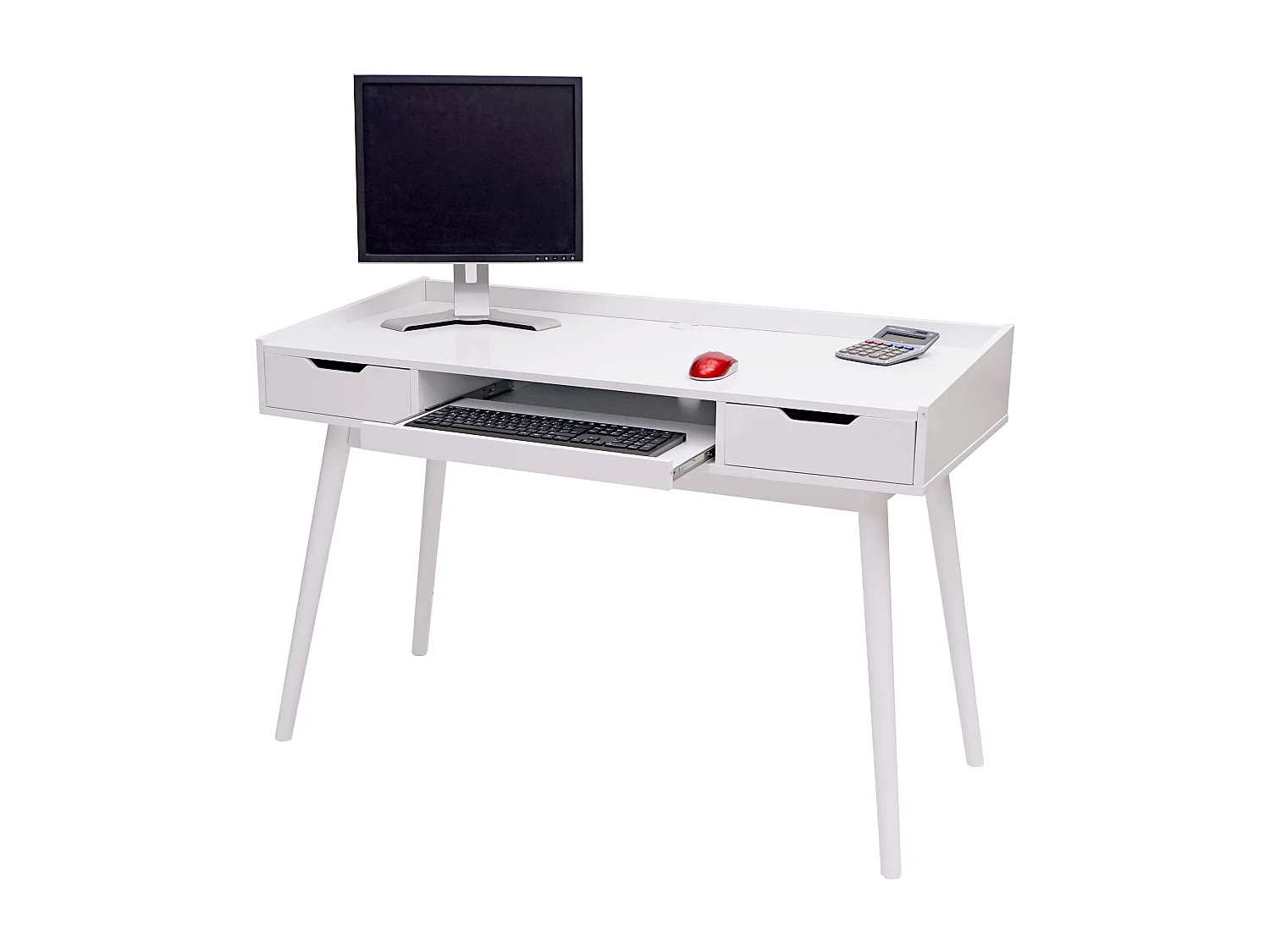 Bureau avec tiroirs de effet bois blanche 120 x 55 x 80 cm 04_0001405