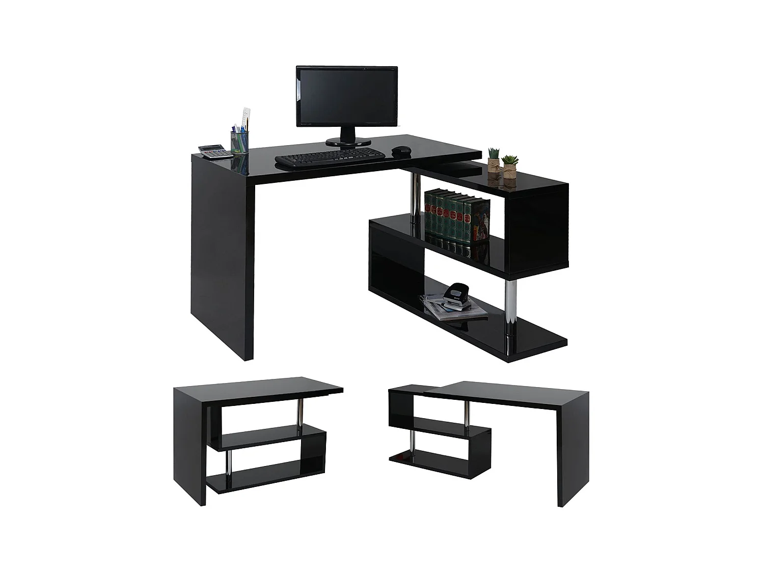 Bureau d'angle moderne table noire 120 x 60 x 76 cm 04_0001396