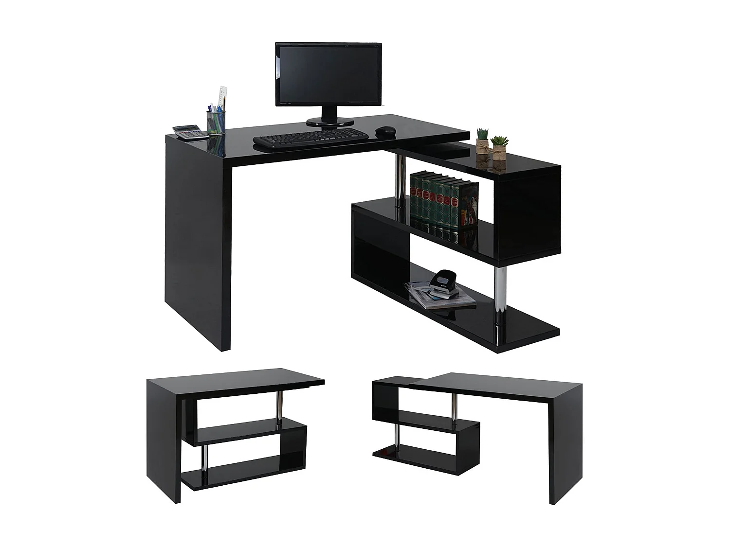 Bureau d'angle moderne table noire 120 x 60 x 76 cm 04_0001396