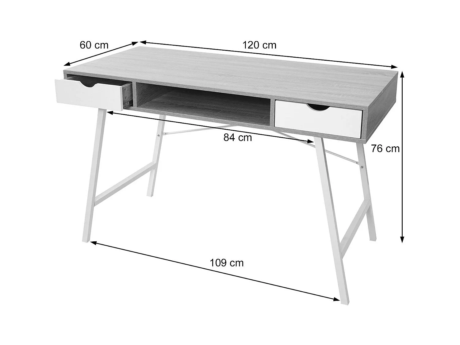 Bureau table d'ordinateur design effet bois marron 120 x 60 x 76 cm 04_0001440