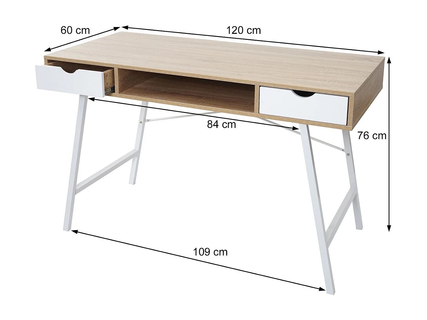 Bureau table d'ordinateur design effet bois marron 120 x 60 x 76 cm 04_0001440