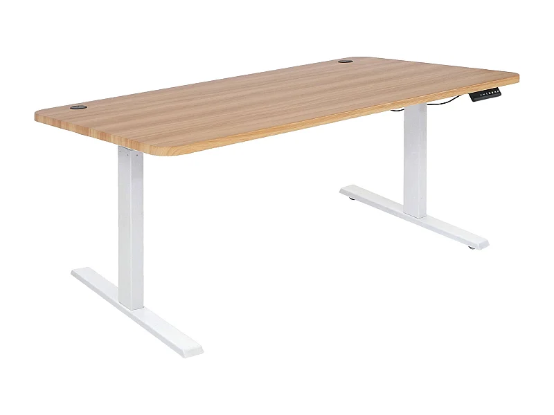 Bureau table d'ordinateur réglable effet bois blanche 108 x 58 x 56 cm 04_0001438