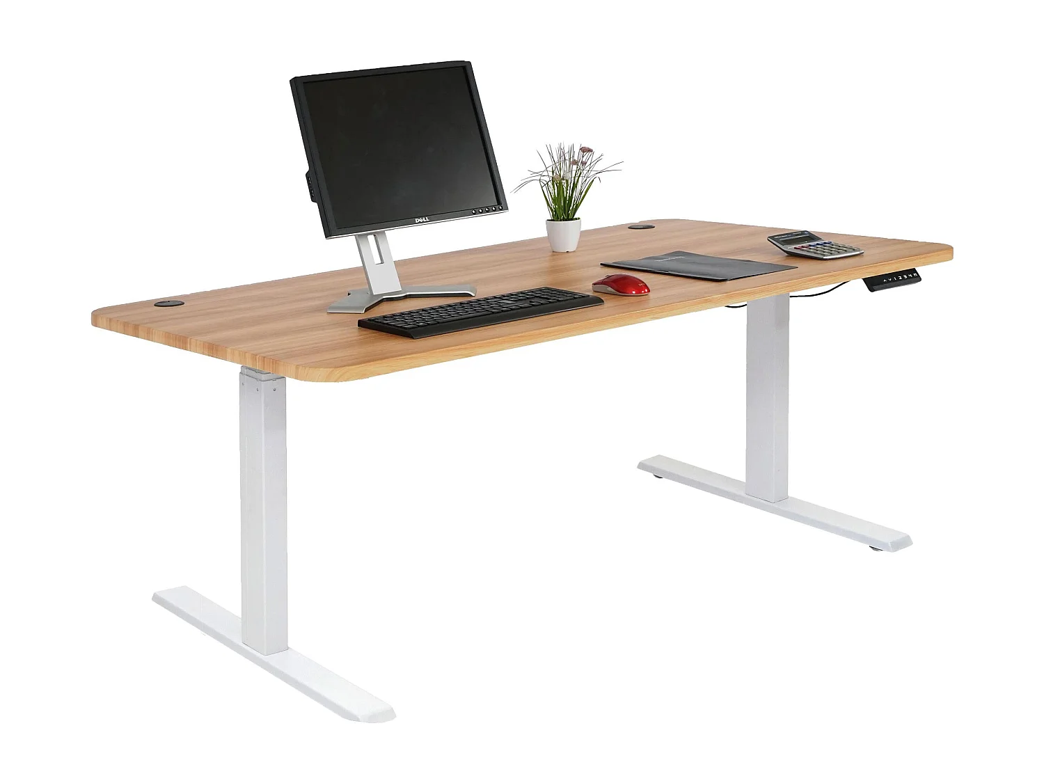 Bureau table d'ordinateur réglable effet bois blanche 108 x 58 x 56 cm 04_0001438