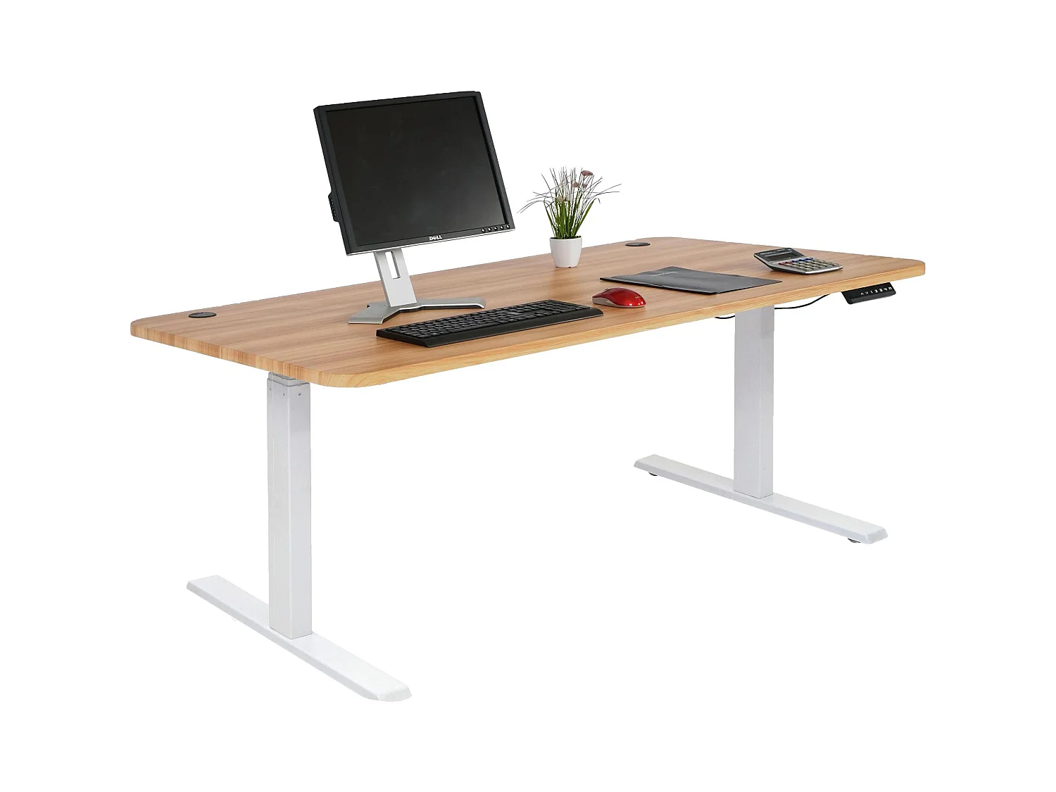 Bureau table d'ordinateur réglable effet bois blanche 108 x 58 x 56 cm 04_0001438