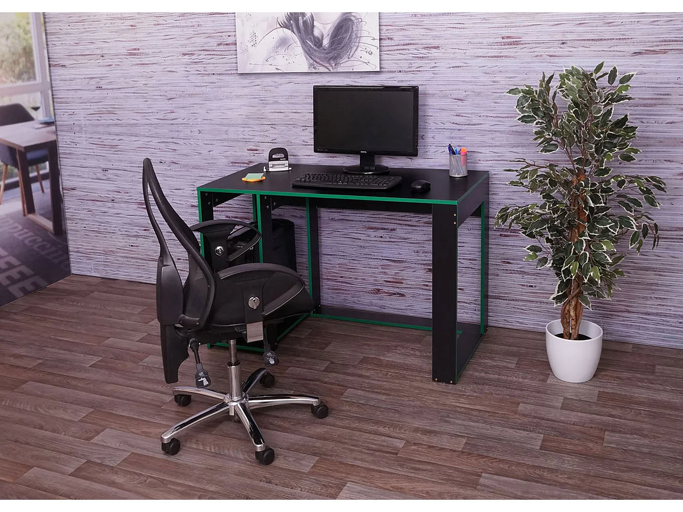 Bureau table de bureau effet bois noire 120 x 60 x 76 cm 04_0001452