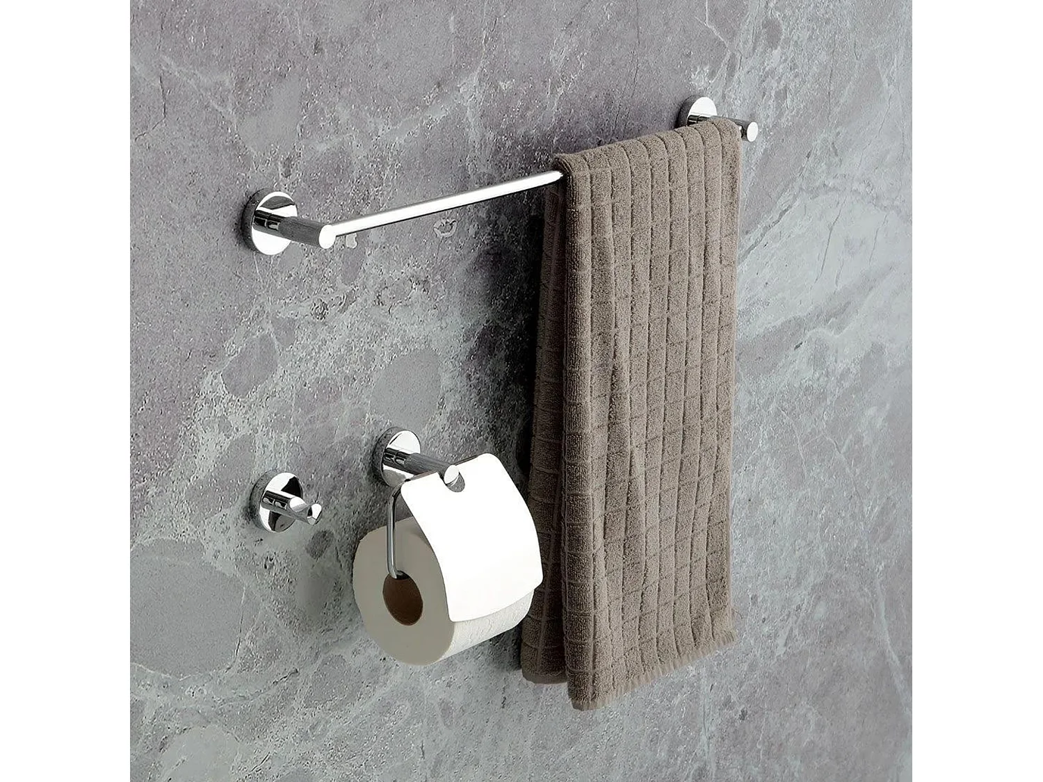 Set da 3 accessori per il bagno "Felix" in metallo cromato da parete