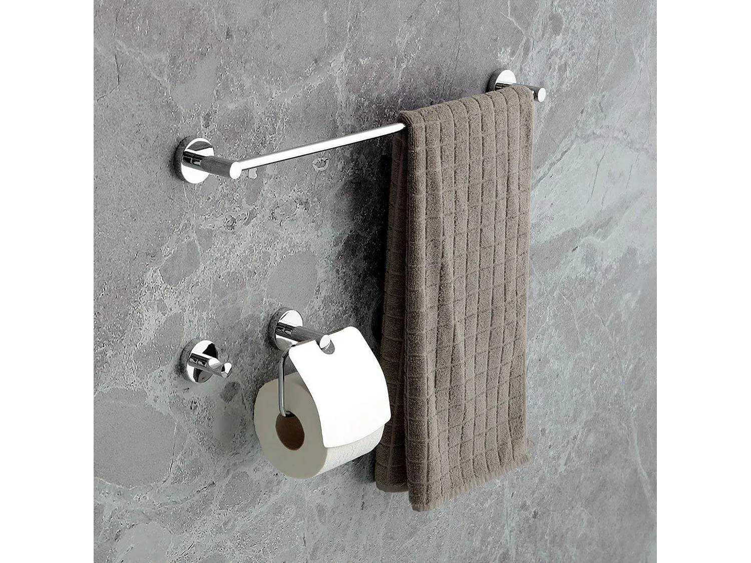 Set da 3 accessori per il bagno "Felix" in metallo cromato da parete