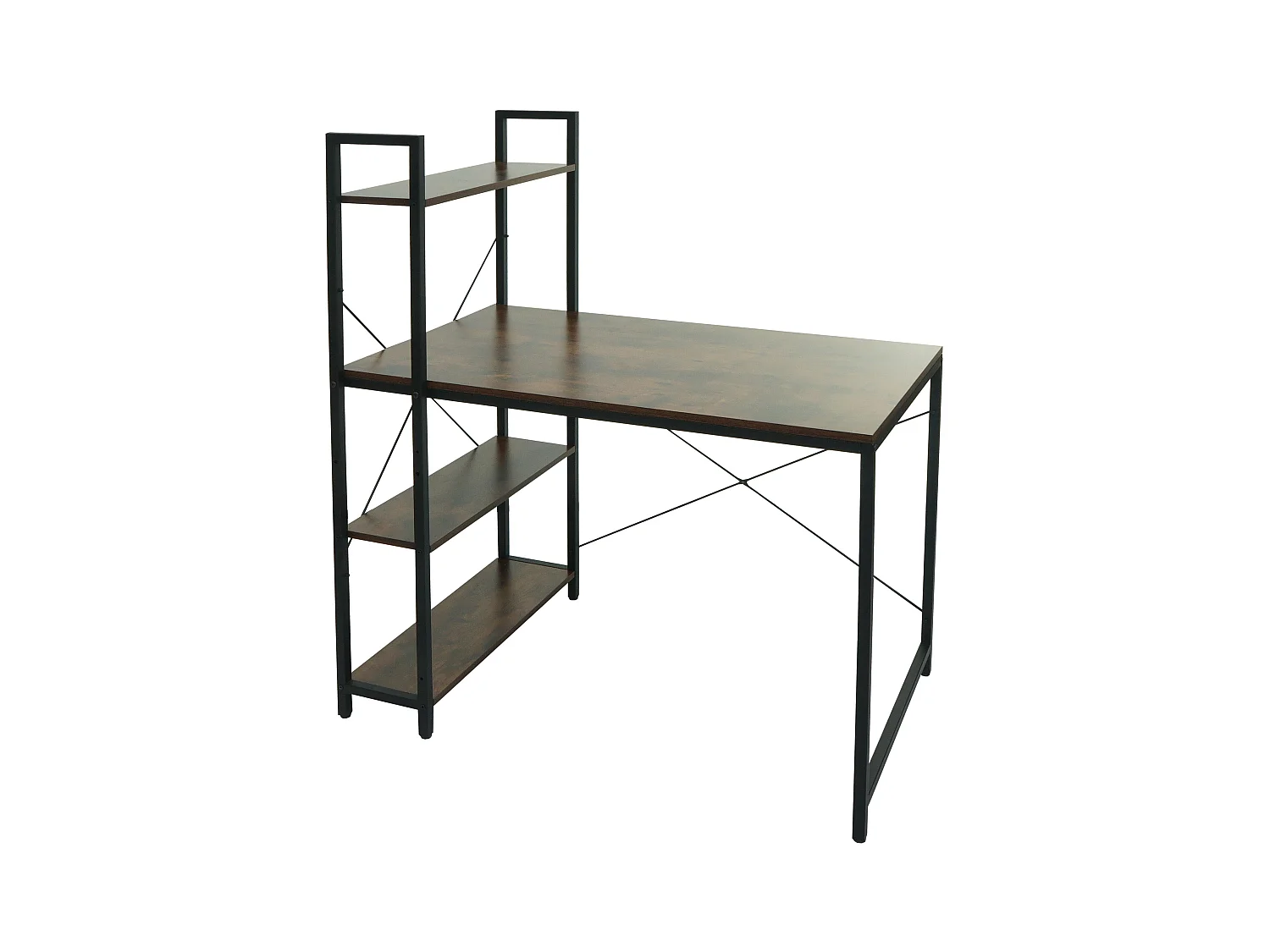 Bureau avec étagère table métal marron 62 x 15 x 125 cm 04_0006016