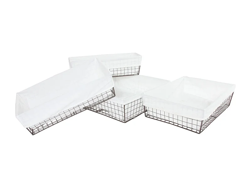 Ensemble de 4 paniers métal argentée 45 x 15 x 16 cm 04_0003013