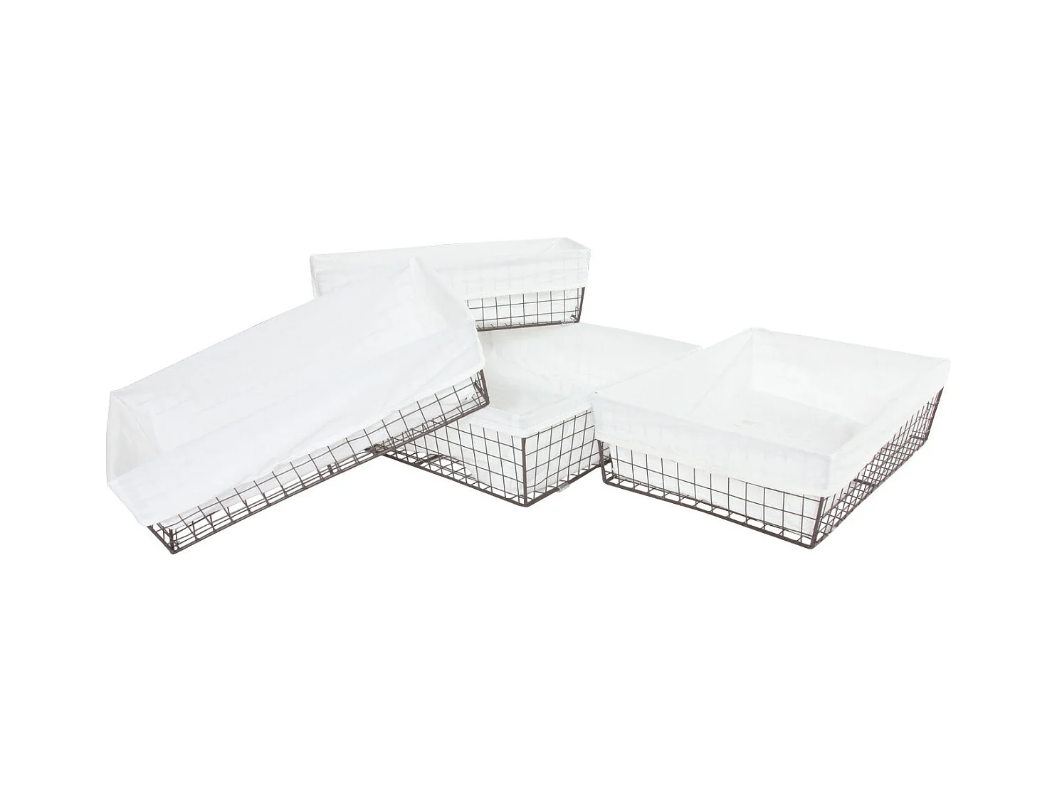 Ensemble de 4 paniers métal argentée 45 x 15 x 16 cm 04_0003013