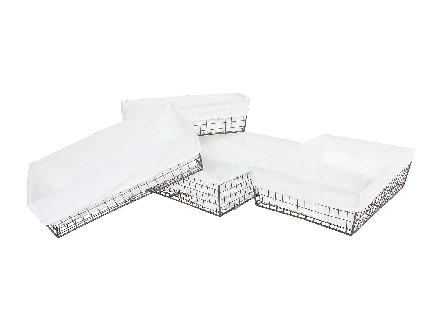 Ensemble de 4 paniers métal argentée 45 x 15 x 16 cm 04_0003013