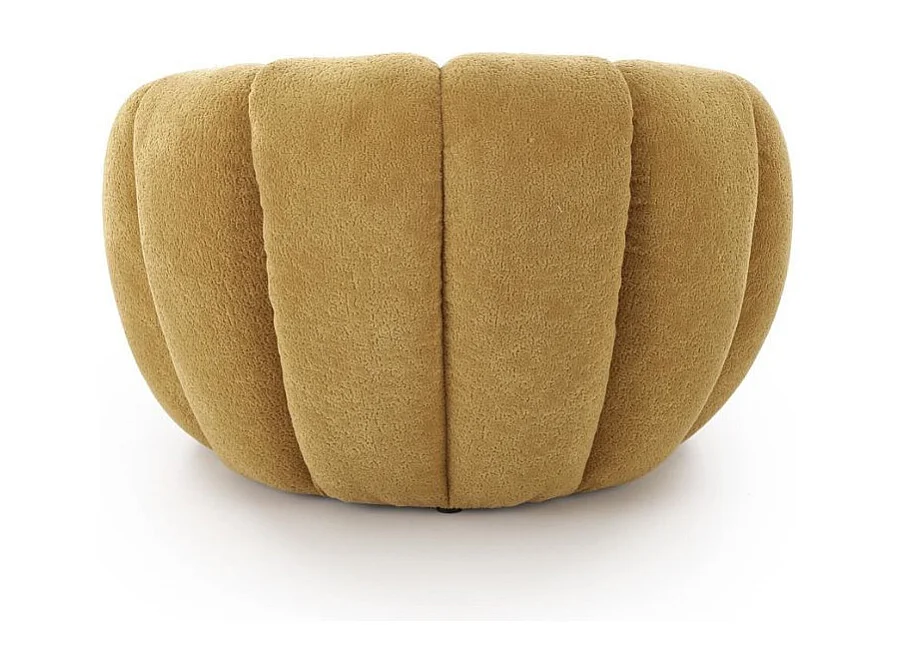 Poltrona a scocca rotonda Alix in tessuto giallo senape