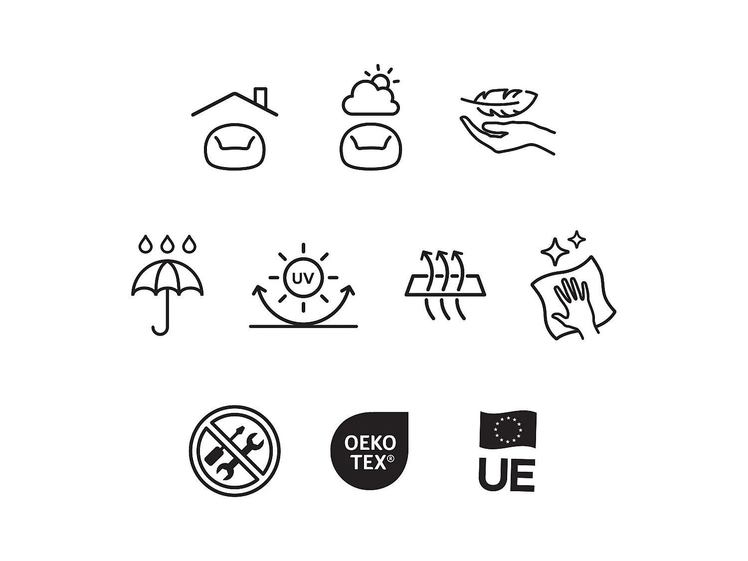 Pouf fauteuil d'intérieur et d'extérieur en tissu tissé gris clair - NATALIA