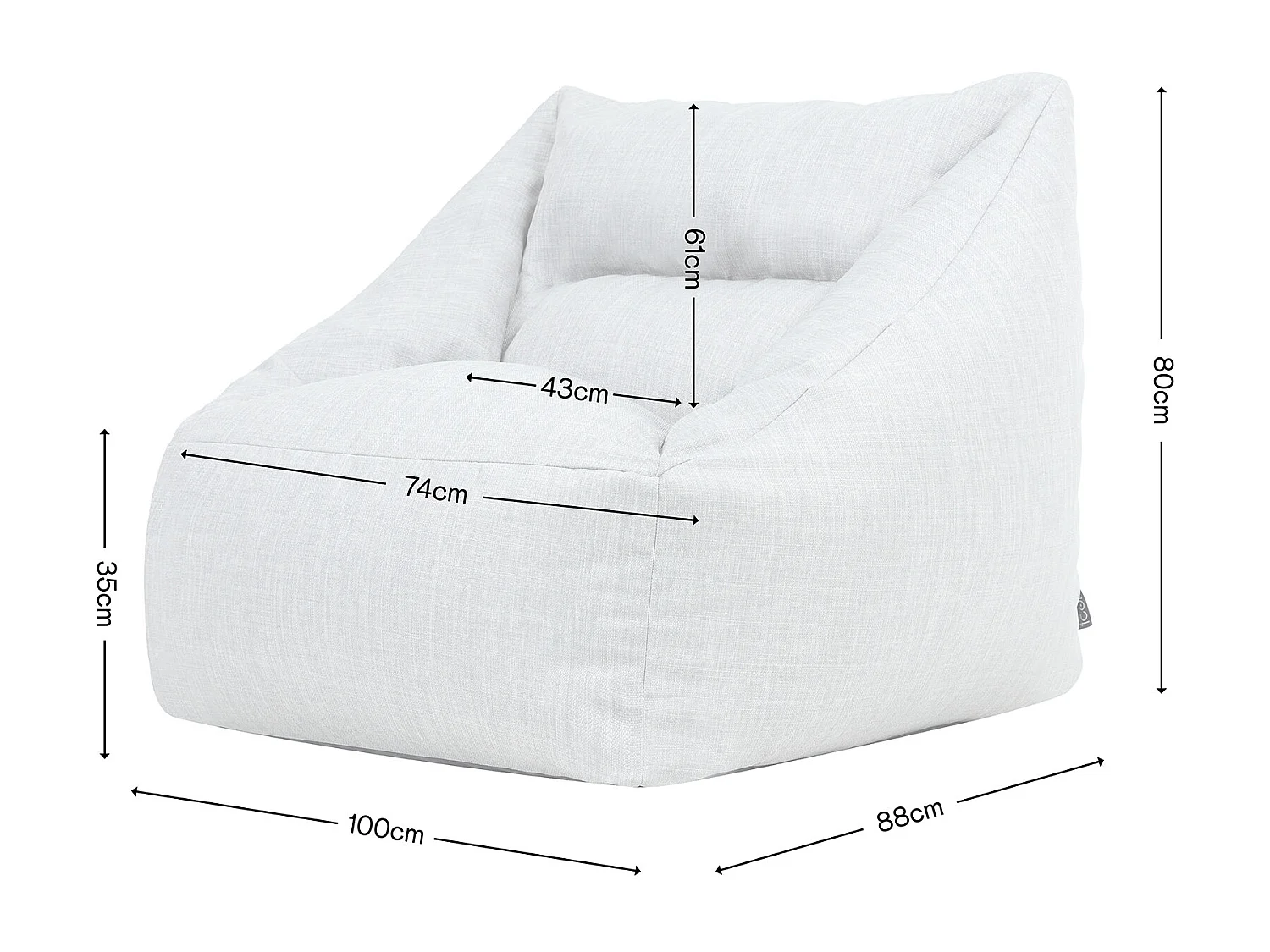 Pouf fauteuil d'intérieur et d'extérieur en tissu tissé gris clair - NATALIA