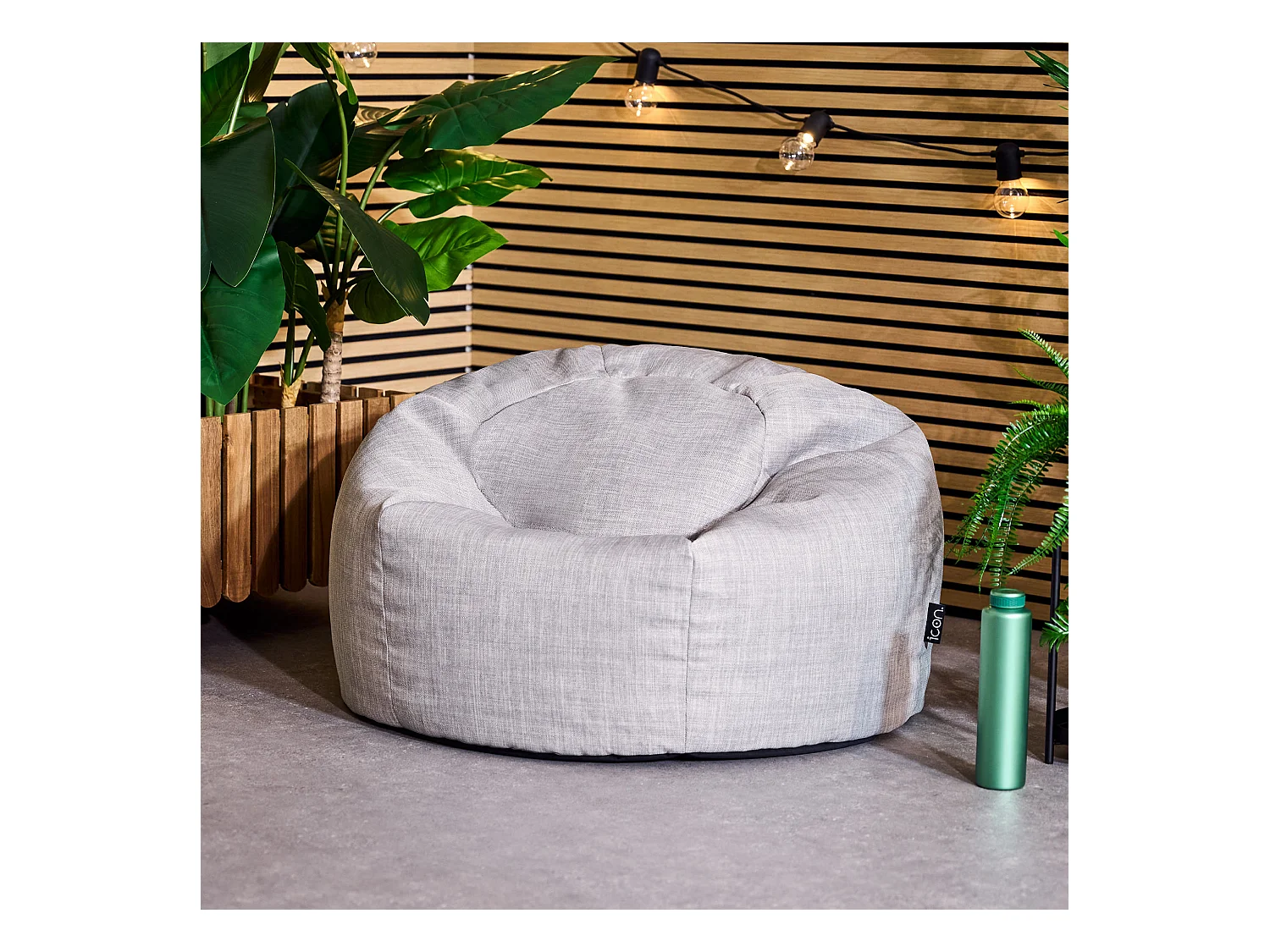 Pouf fauteuil classique extérieur en tissu tissé gris clair - KINGSTON