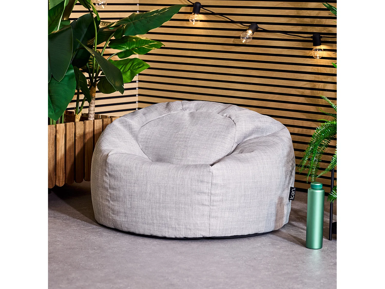 Pouf fauteuil classique extérieur en tissu tissé gris clair - KINGSTON