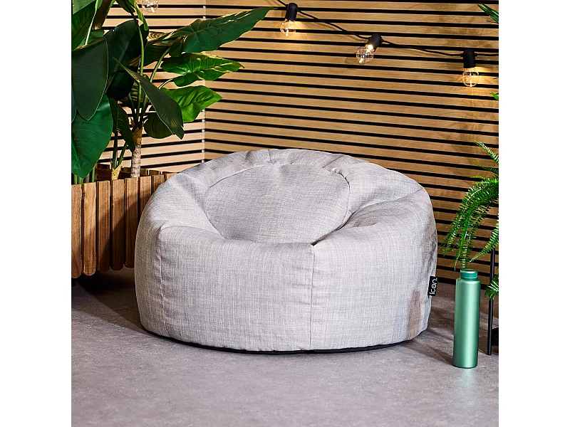 Pouf fauteuil classique extérieur en tissu tissé gris clair - KINGSTON