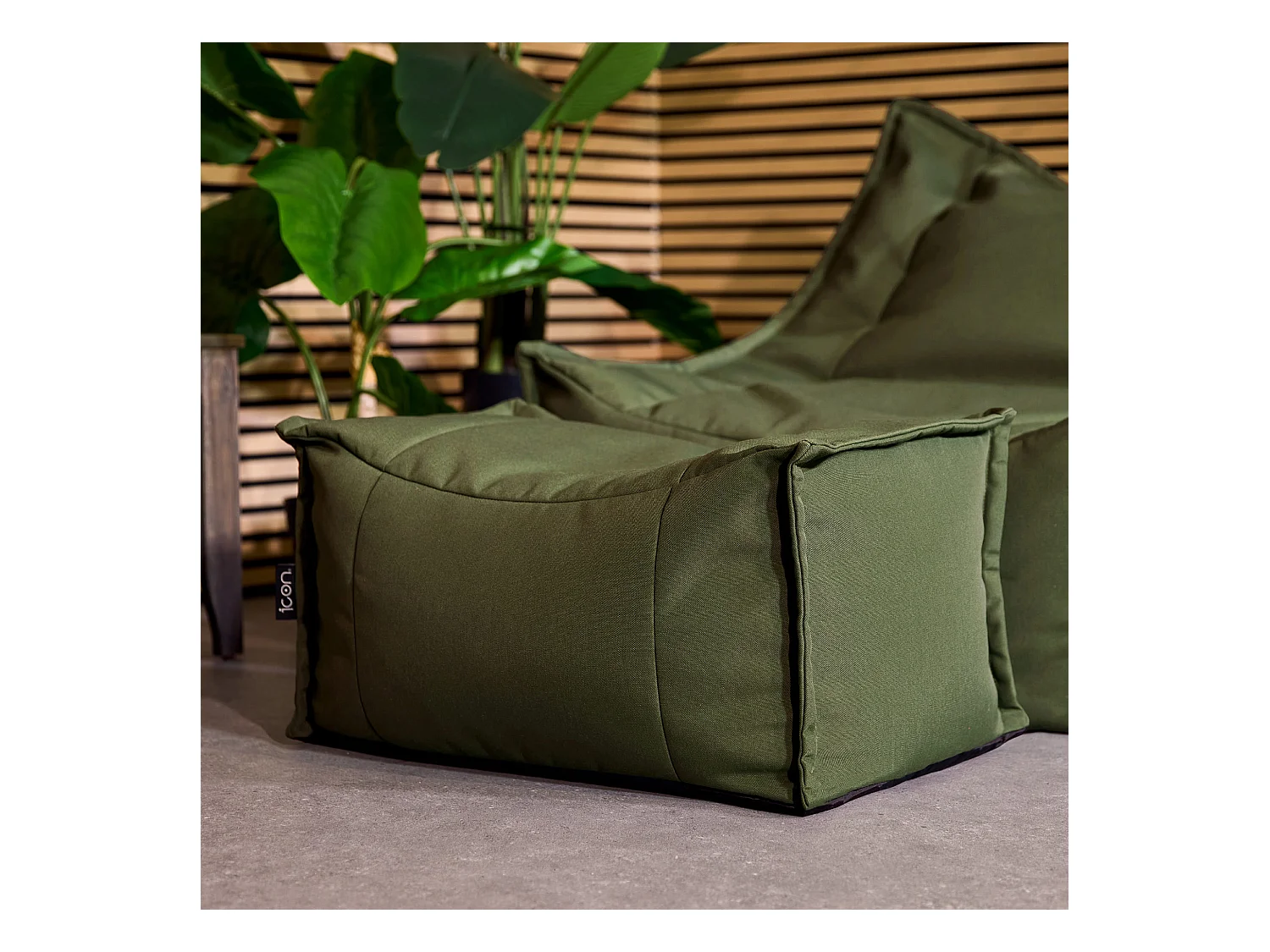 Pouf repose-pieds d'extérieur en oléfine toutes saisons vert kaki - NOVA