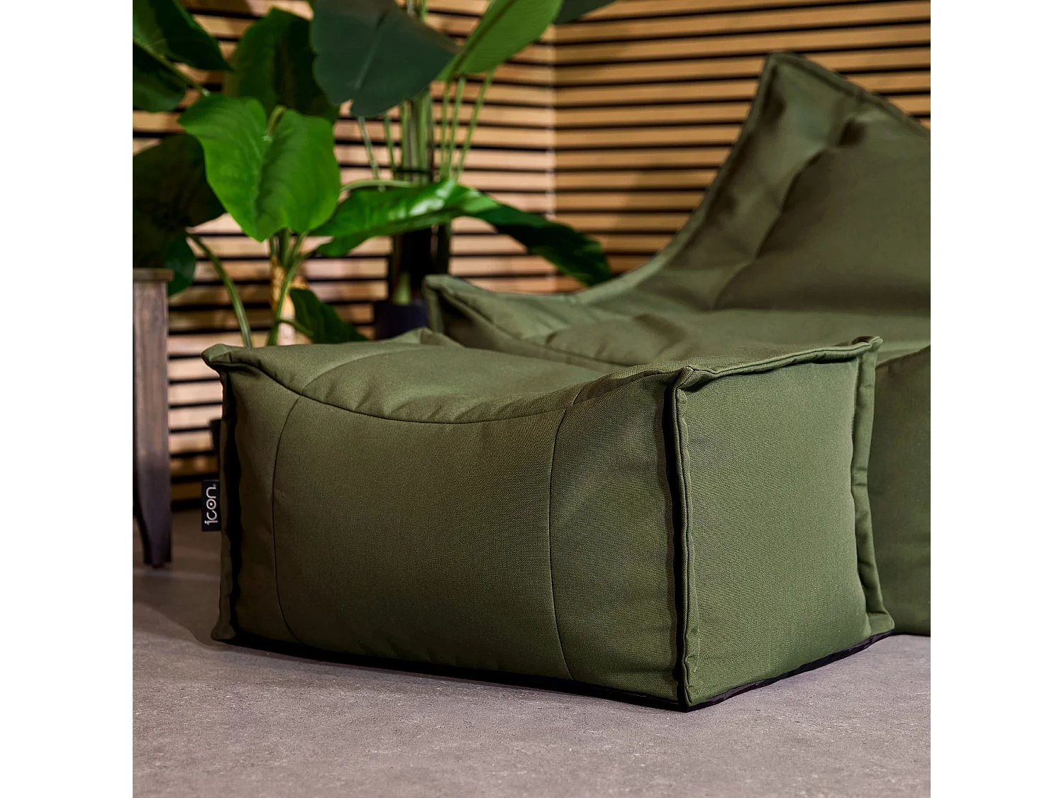 Pouf repose-pieds d'extérieur en oléfine toutes saisons vert kaki - NOVA