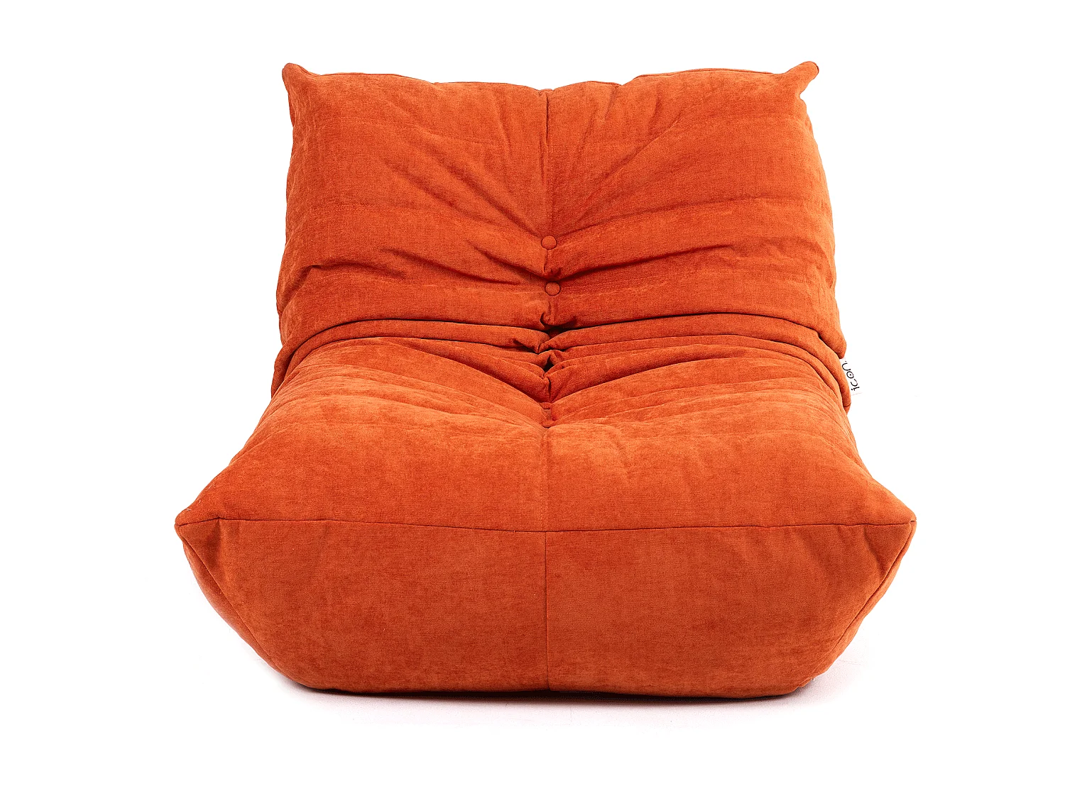 Pouf chauffeuse en tissu chenille garni de mousse extensible, orange - ENZO