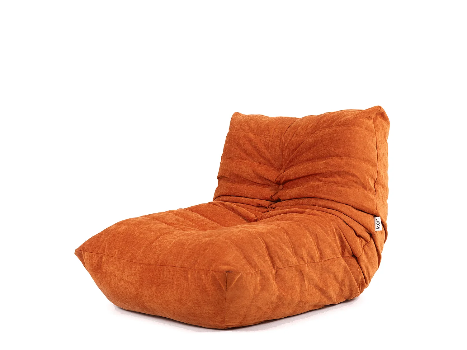 Pouf chauffeuse en tissu chenille garni de mousse extensible, orange - ENZO