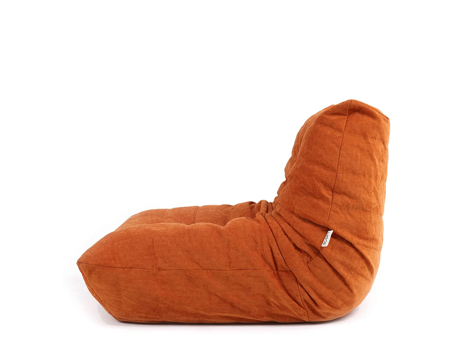 Pouf chauffeuse en tissu chenille garni de mousse extensible, orange - ENZO