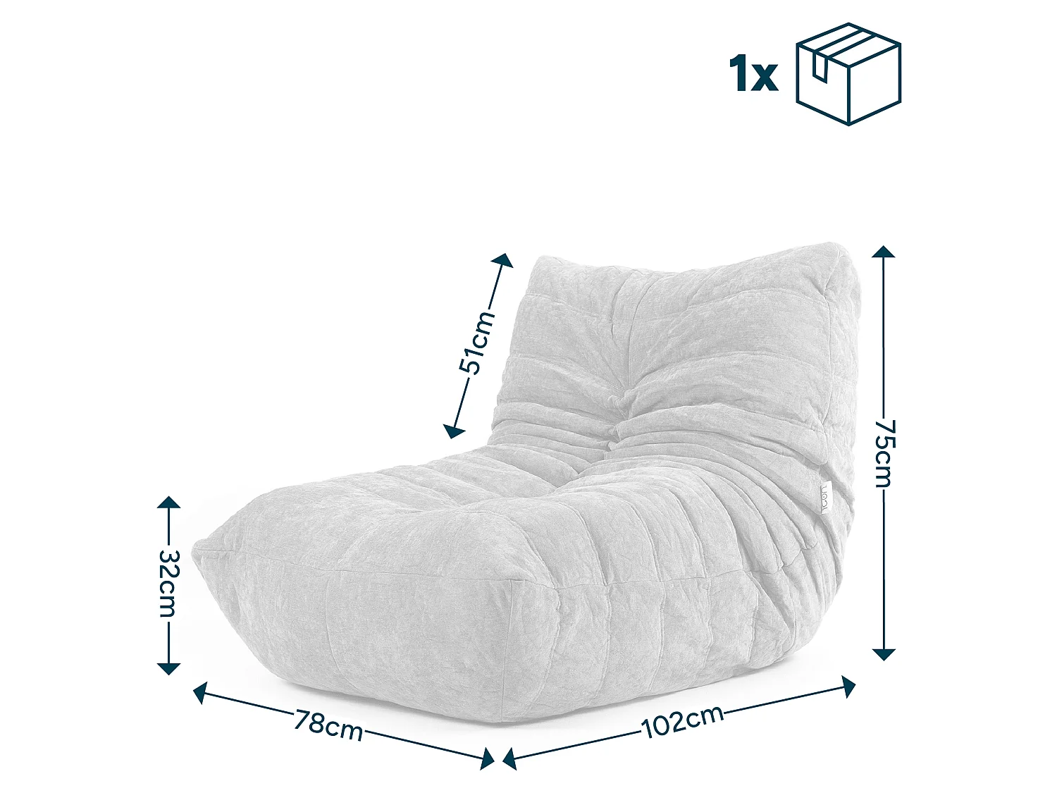 Pouf chauffeuse en tissu chenille garni de mousse extensible, orange - ENZO