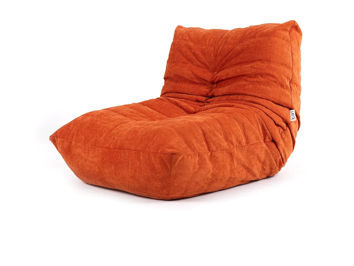 Pouf chauffeuse en tissu chenille garni de mousse extensible, orange - ENZO