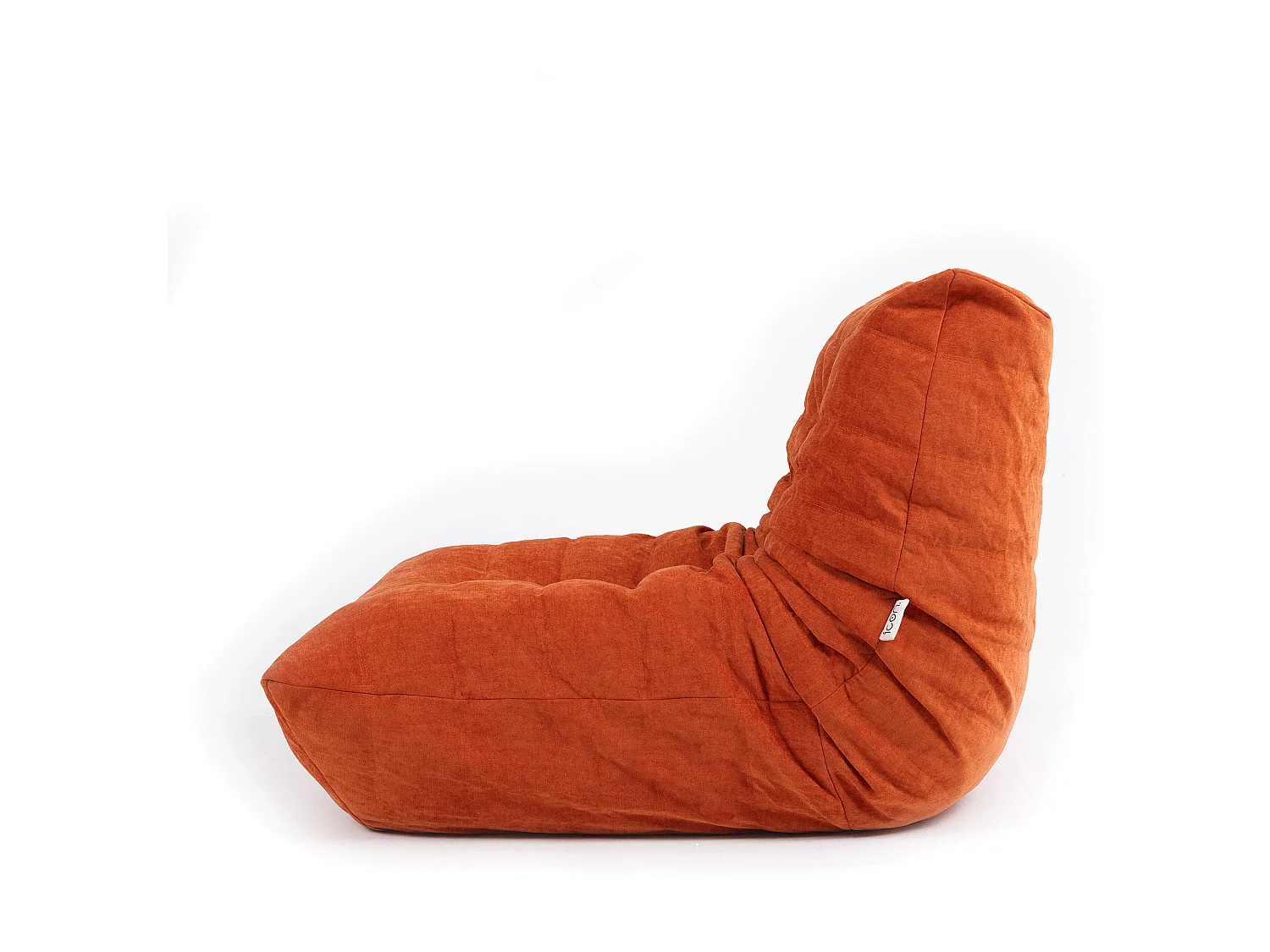 Pouf chauffeuse en tissu chenille garni de mousse extensible, orange - ENZO
