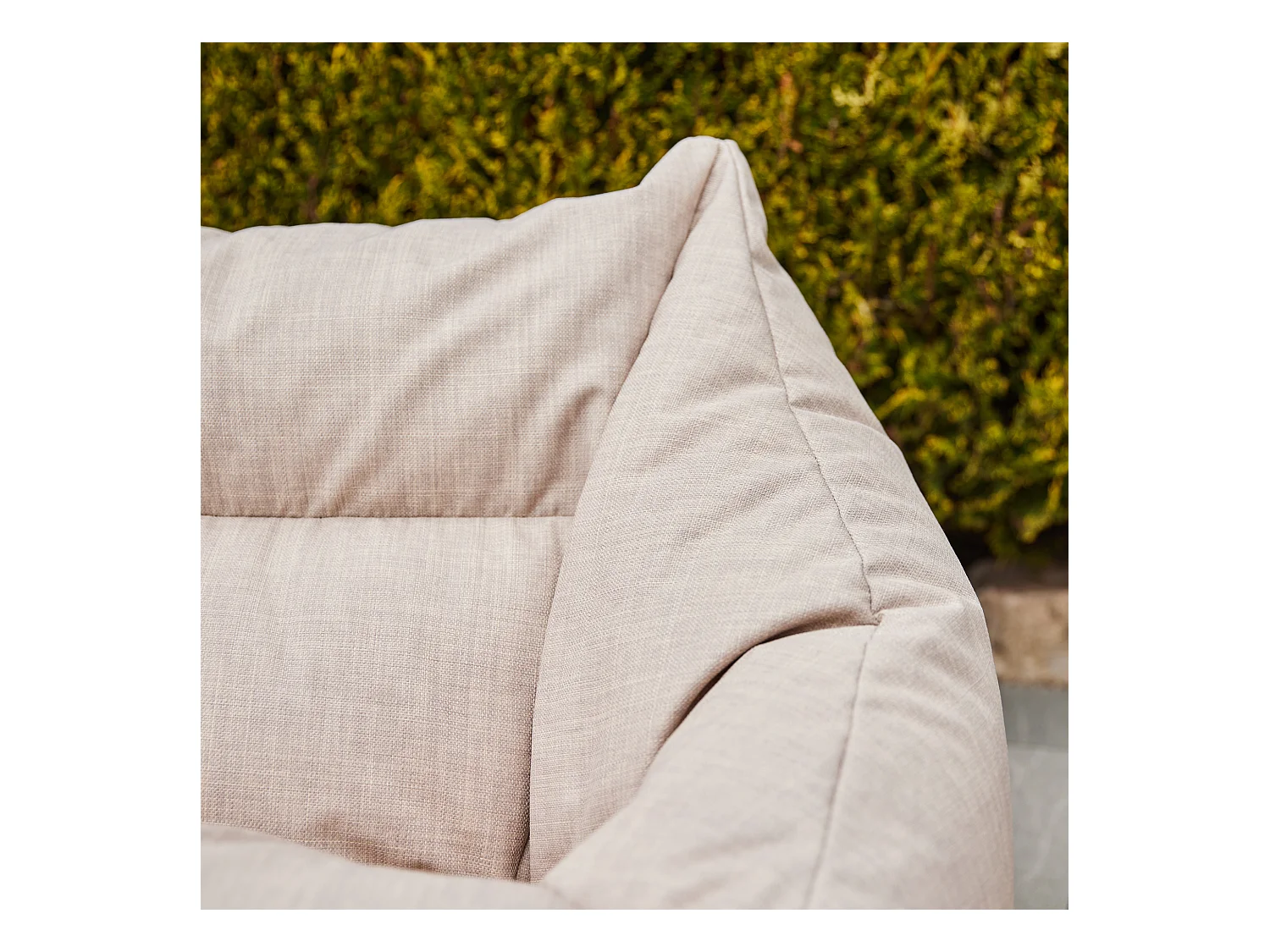 Pouf fauteuil d'intérieur et d'extérieur en tissu tissé beige - NATALIA