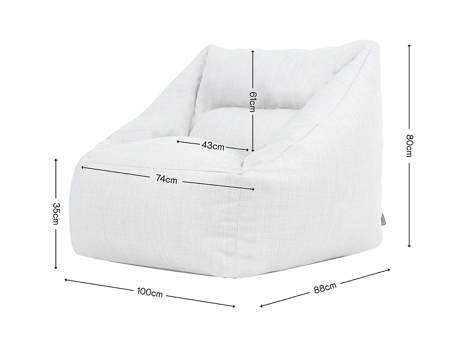 Pouf fauteuil d'intérieur et d'extérieur en tissu tissé beige - NATALIA