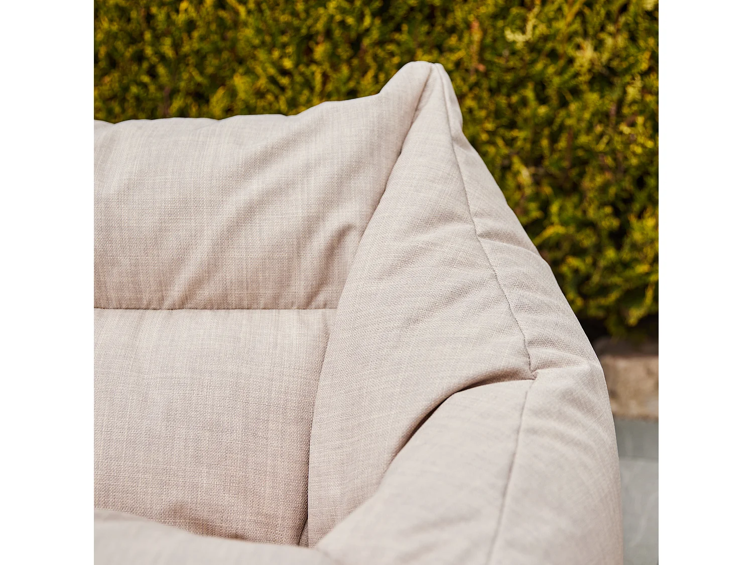 Pouf fauteuil d'intérieur et d'extérieur en tissu tissé beige - NATALIA