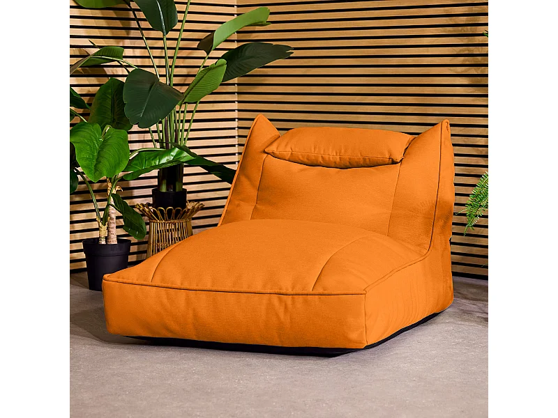 Pouf chauffeuse d'extérieur en oléfine toutes saisons orange - NOVA