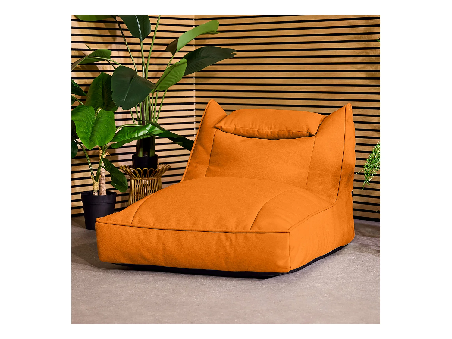 Pouf chauffeuse d'extérieur en oléfine toutes saisons orange - NOVA