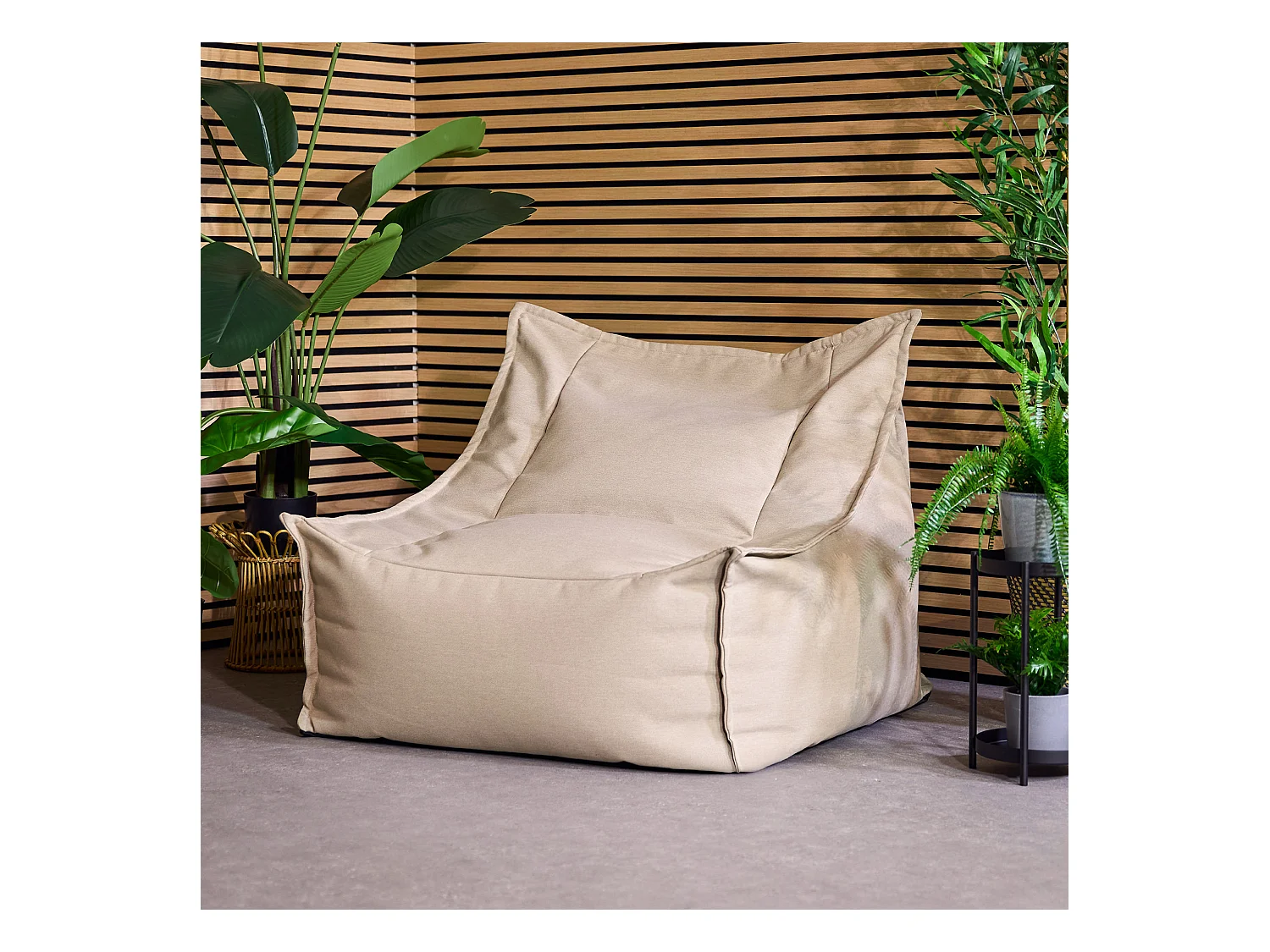 Pouf fauteuil d'extérieur en oléfine toutes saisons beige - ALTO