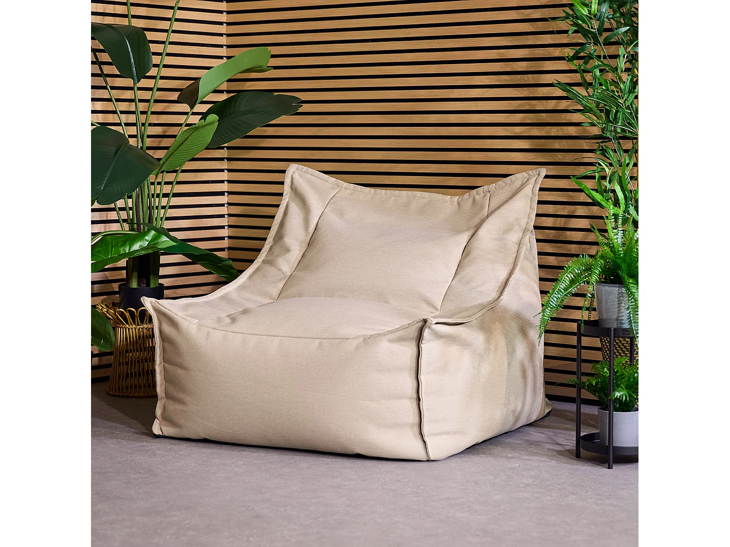 Pouf fauteuil d'extérieur en oléfine toutes saisons beige - ALTO