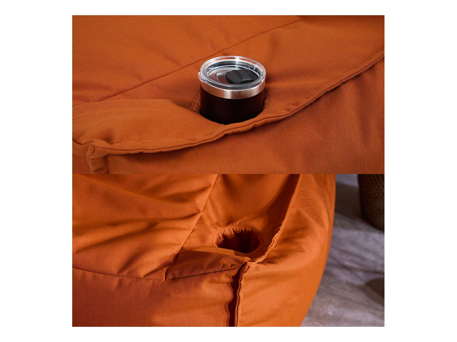 Pouf fauteuil d'extérieur en oléfine toutes saisons orange - ALTO