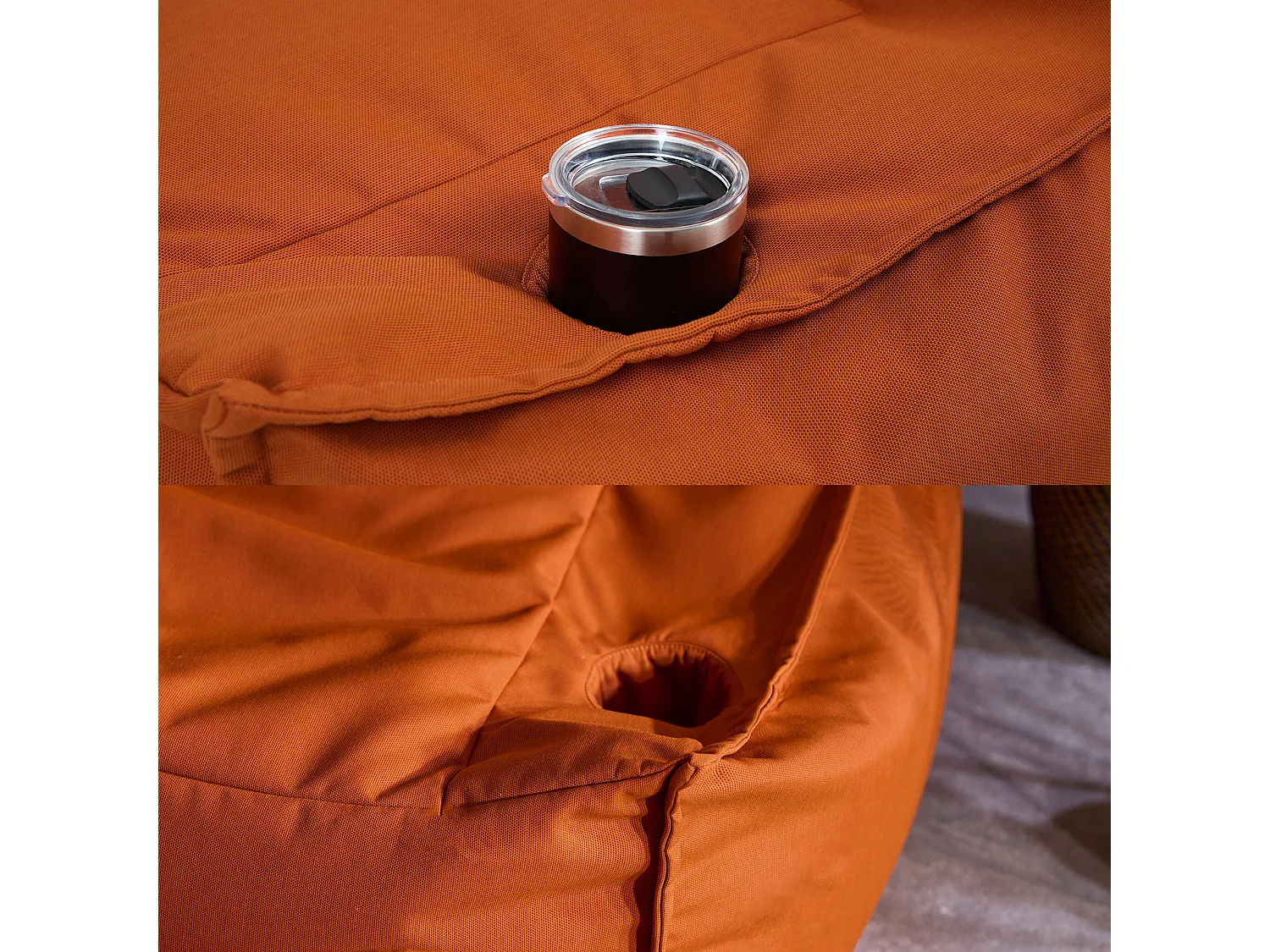 Pouf fauteuil d'extérieur en oléfine toutes saisons orange - ALTO