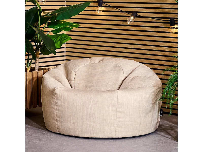 Pouf fauteuil classique extérieur en tissu tissé beige - KINGSTON
