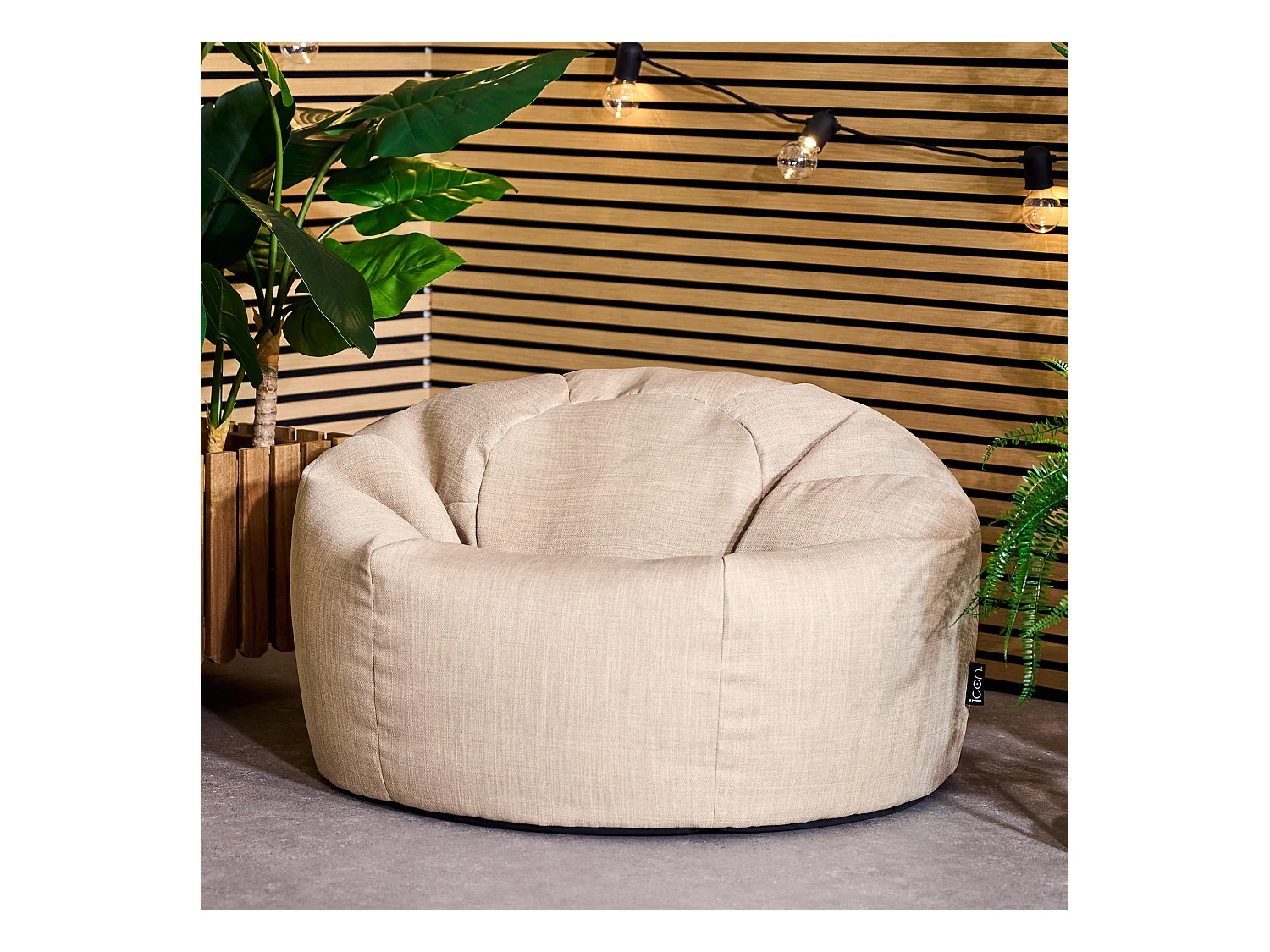 Pouf fauteuil classique extérieur en tissu tissé beige - KINGSTON