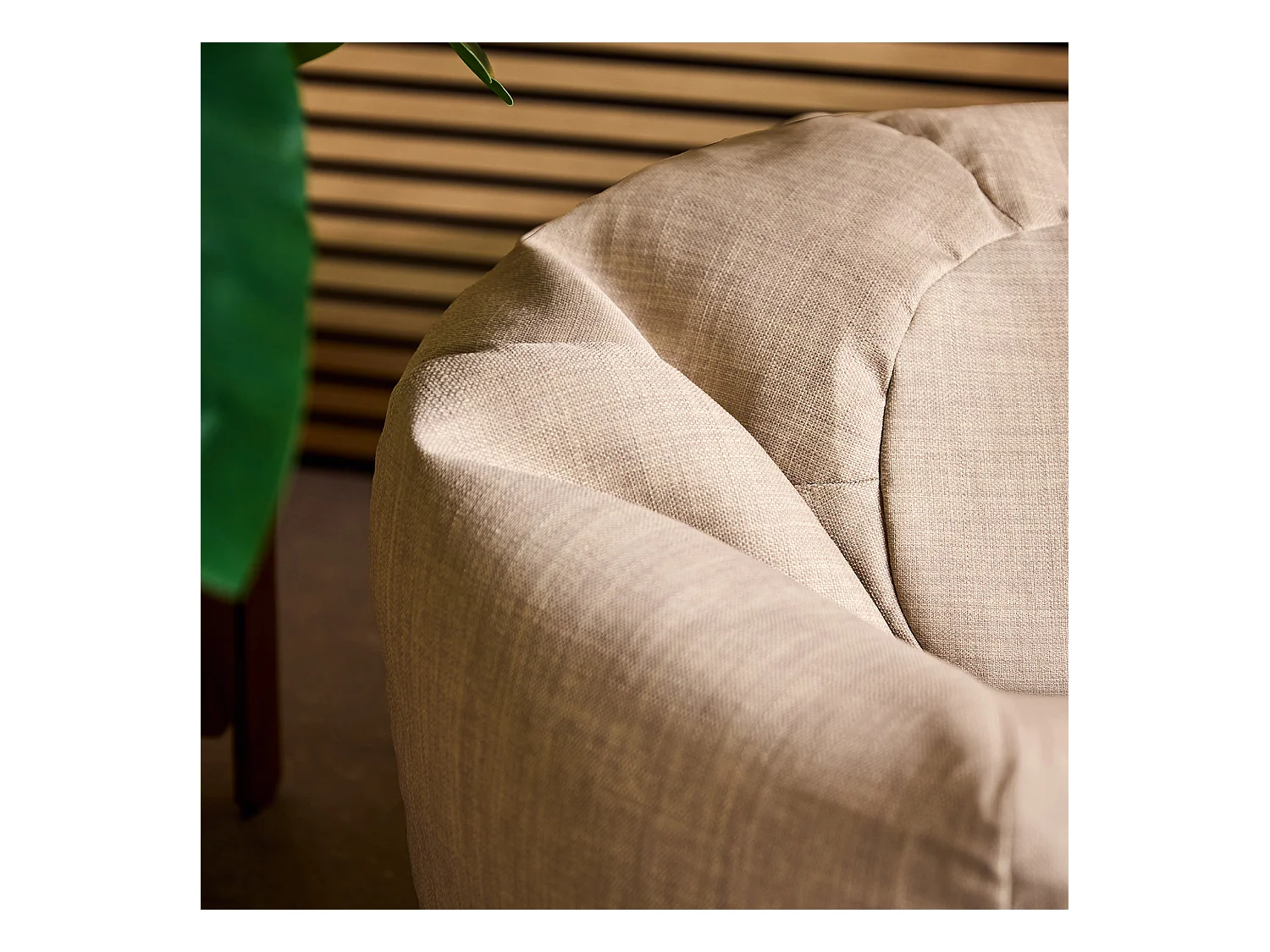 Pouf fauteuil classique extérieur en tissu tissé beige - KINGSTON