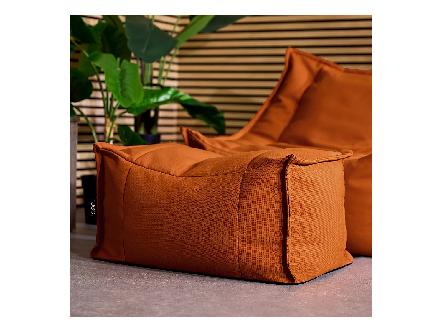 Pouf repose-pieds d'extérieur en oléfine toutes saisons orange - NOVA