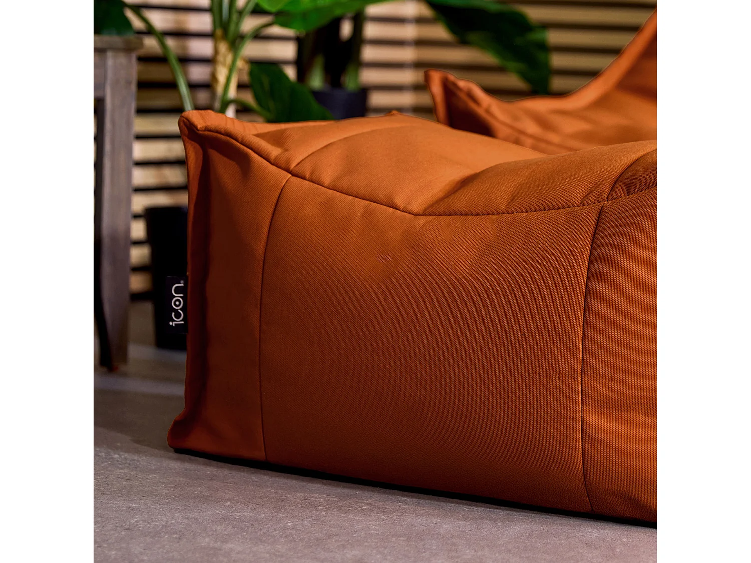 Pouf repose-pieds d'extérieur en oléfine toutes saisons orange - NOVA