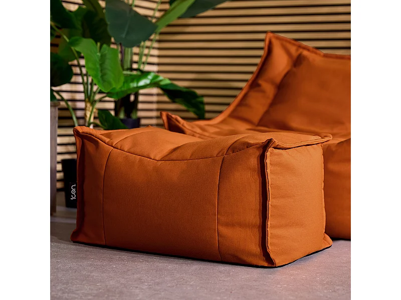 Pouf repose-pieds d'extérieur en oléfine toutes saisons orange - NOVA