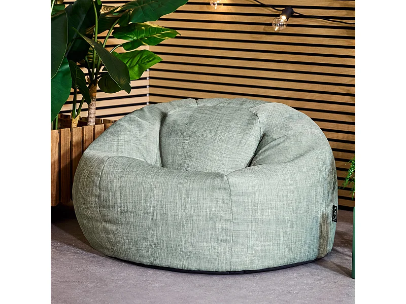 Pouf fauteuil classique extérieur en tissu tissé vert sauge - KINGSTON