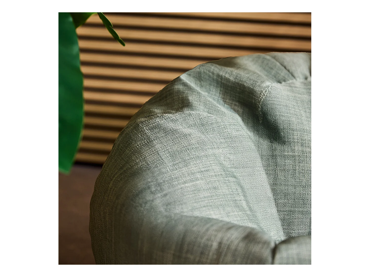 Pouf fauteuil classique extérieur en tissu tissé vert sauge - KINGSTON