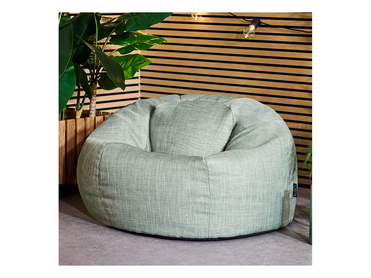 Pouf fauteuil classique extérieur en tissu tissé vert sauge - KINGSTON
